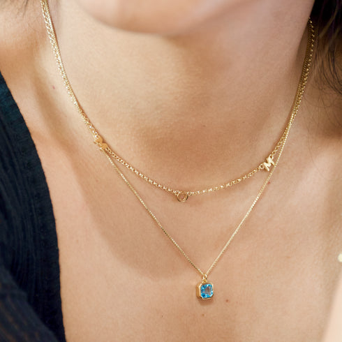December Birthstone Blue Topaz Necklace